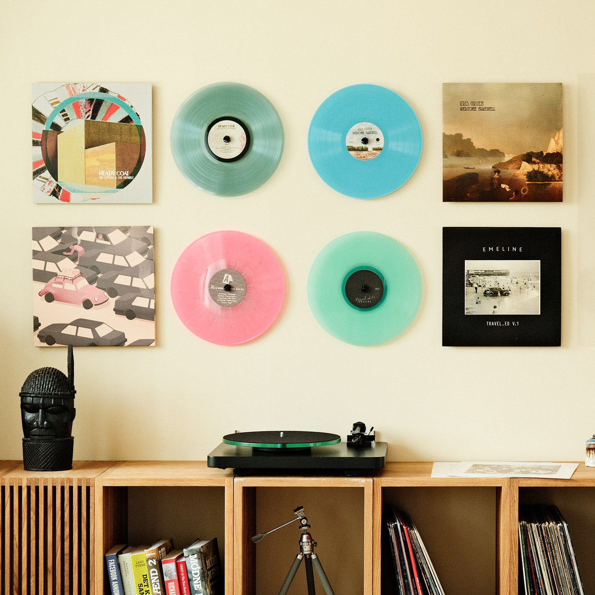 A nice collection of both album covers and colored vinyl records