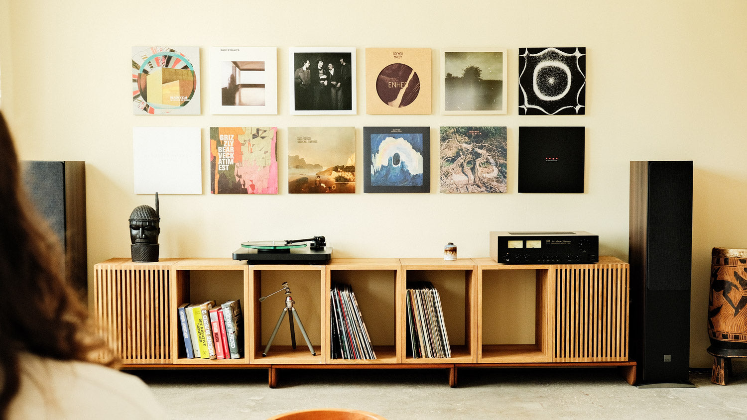 Wall of 12 record album with twelve inch