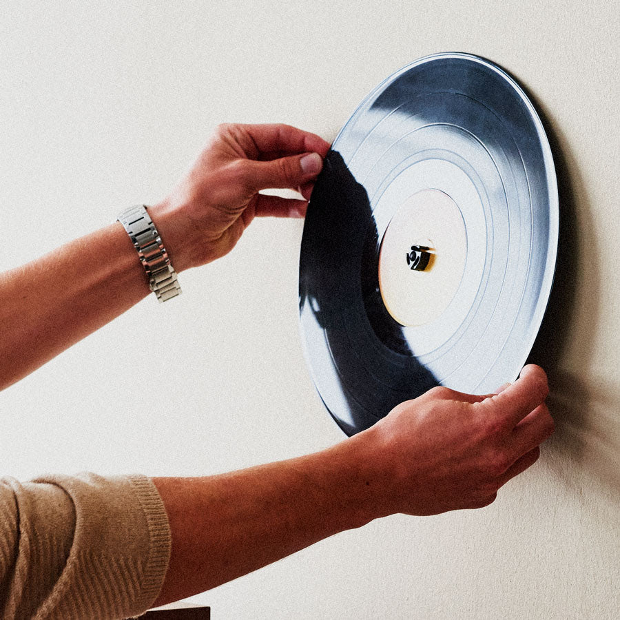 Twelve Inch Adapter being used to display a record on the wall