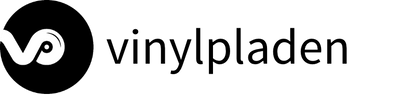 Logo of vinylpladen with a stylized 'v' and text on a black background