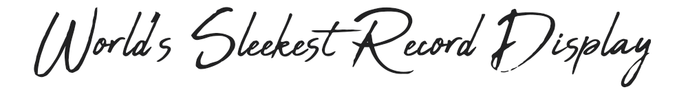Text 'World's Slekest Record Display' in a stylized font on a white background