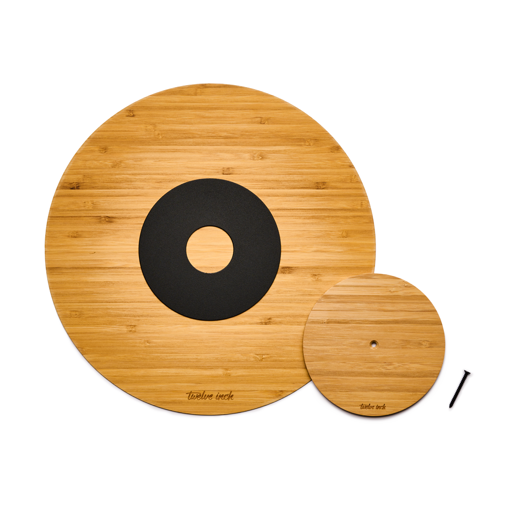 Small and big Twelve Inch disc in natural, with the black screw