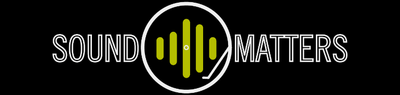 Logo with 'Sound Matters' text and sound wave design on a black background