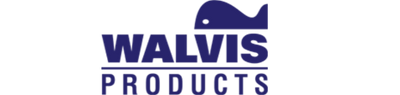 Logo of Walvis Products with a whale icon on a white background